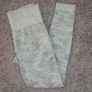 GYMSHARK green camo seamless leggings